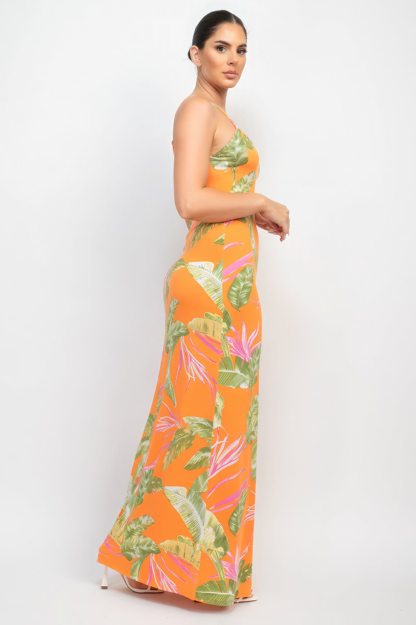 Robe longue à imprimé tropical