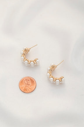 Pearl Bead Open Circle Earring