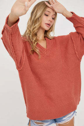 Pull oversize à col en V