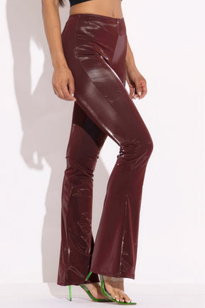 Pantalon évasé en velours PU