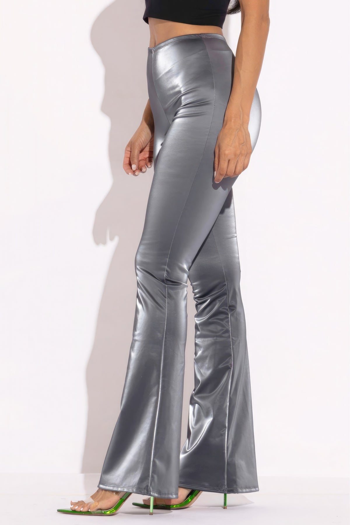 Pantalon évasé en velours PU