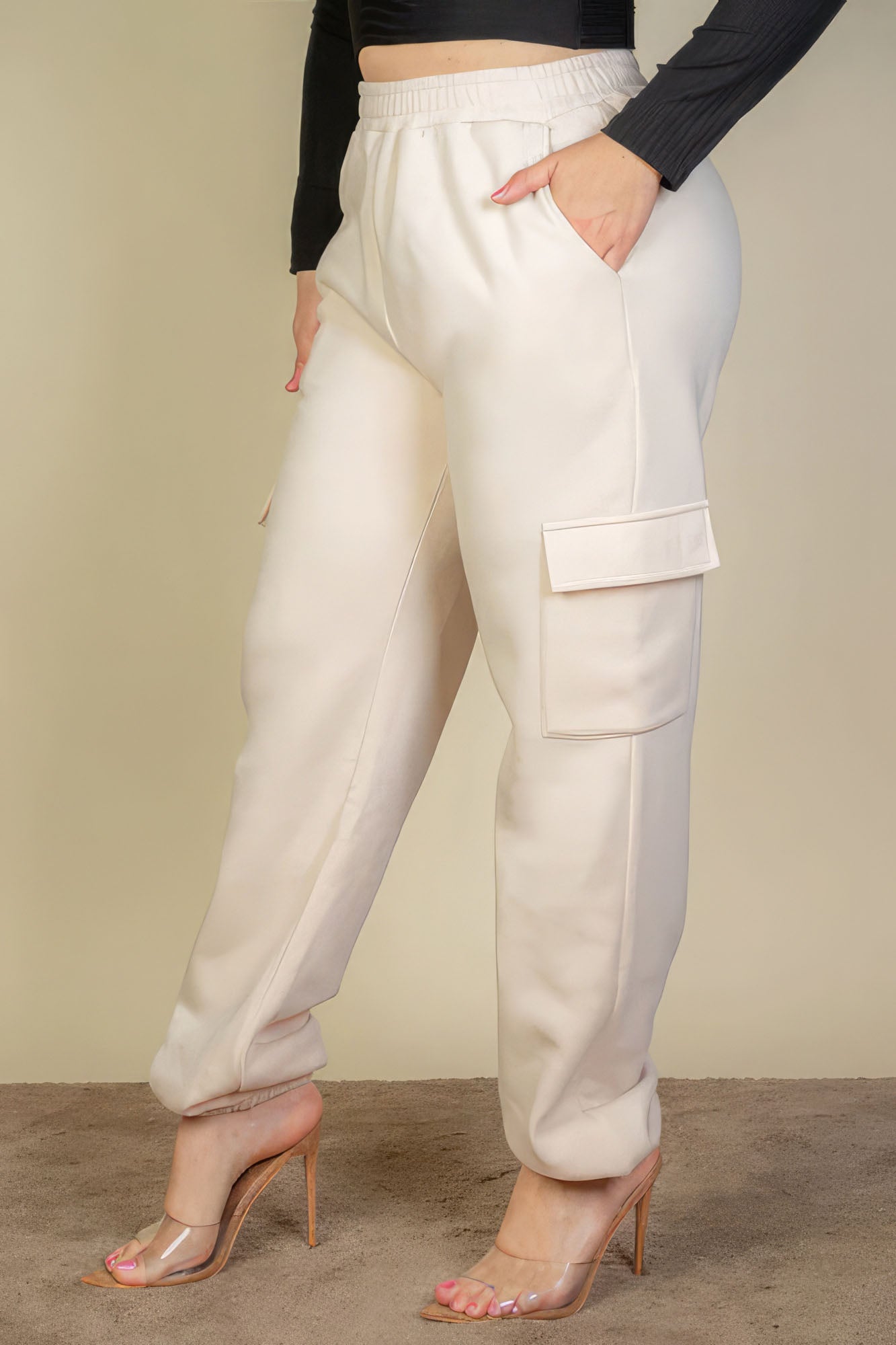 Pantalon de survêtement grande taille avec cordon de serrage et poche latérale