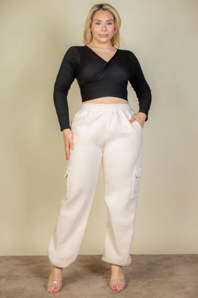 Pantalon de survêtement grande taille avec cordon de serrage et poche latérale