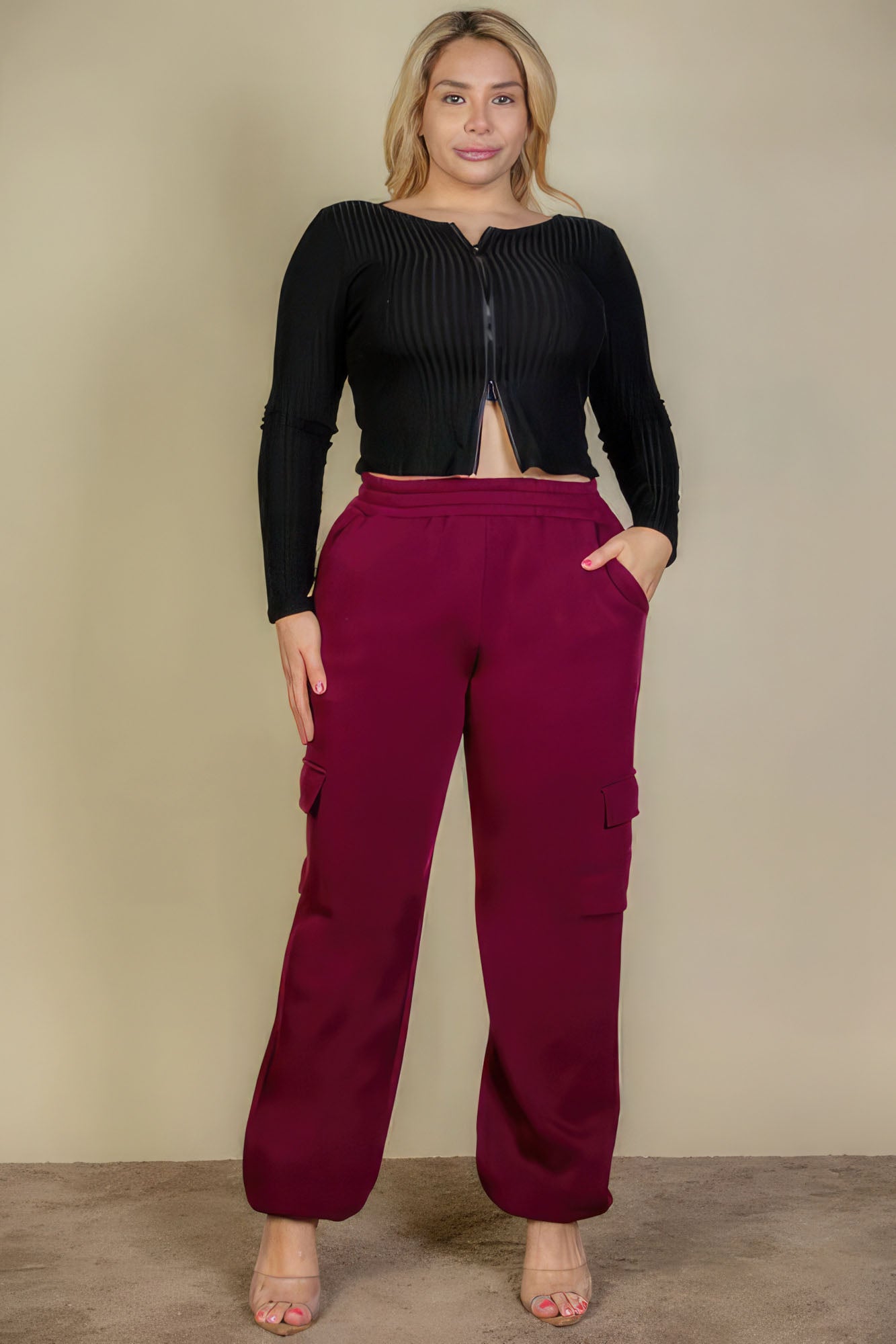 Pantalon de survêtement grande taille avec cordon de serrage et poche latérale