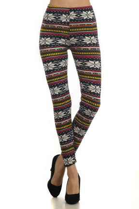 Fair Isle Printed, High Waist Knit Leggings