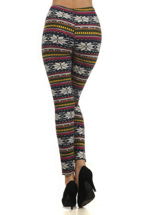 Fair Isle Printed, High Waist Knit Leggings