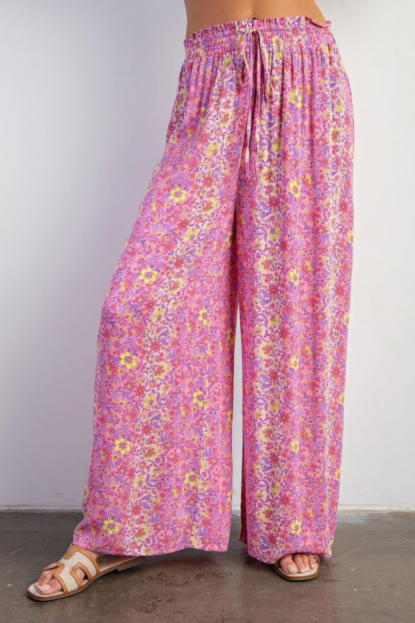 Pantalon Palazzo en gaze à imprimé floral