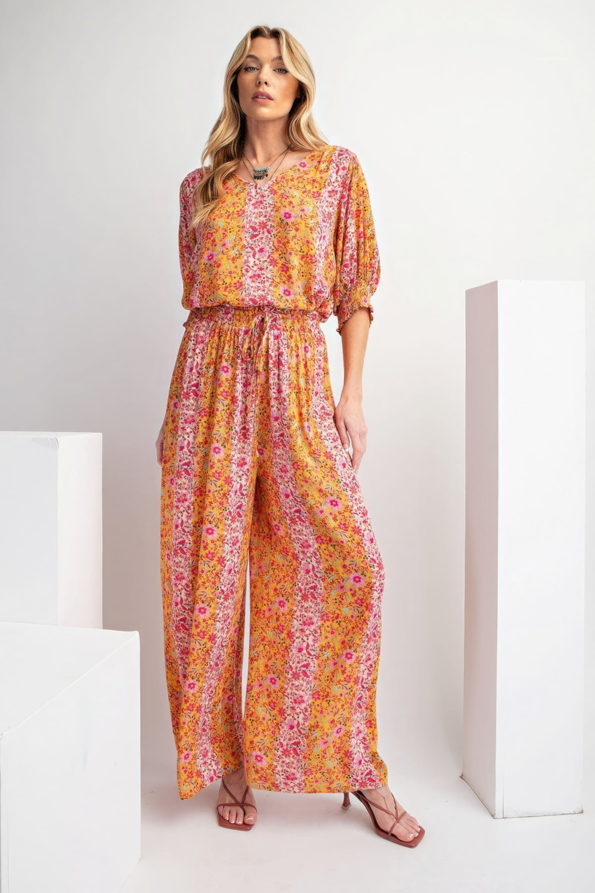 Pantalon Palazzo en gaze à imprimé floral