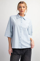 Chemise boutonnée en popeline extensible à manches courtes